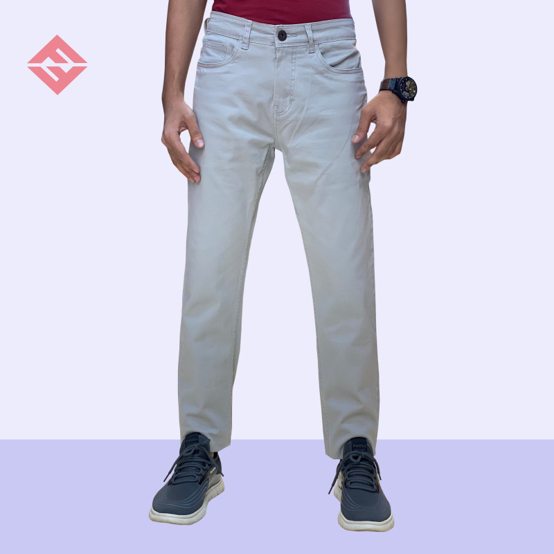 Men's Slim-Fit Regular Gabardine Pants 234L Pear White